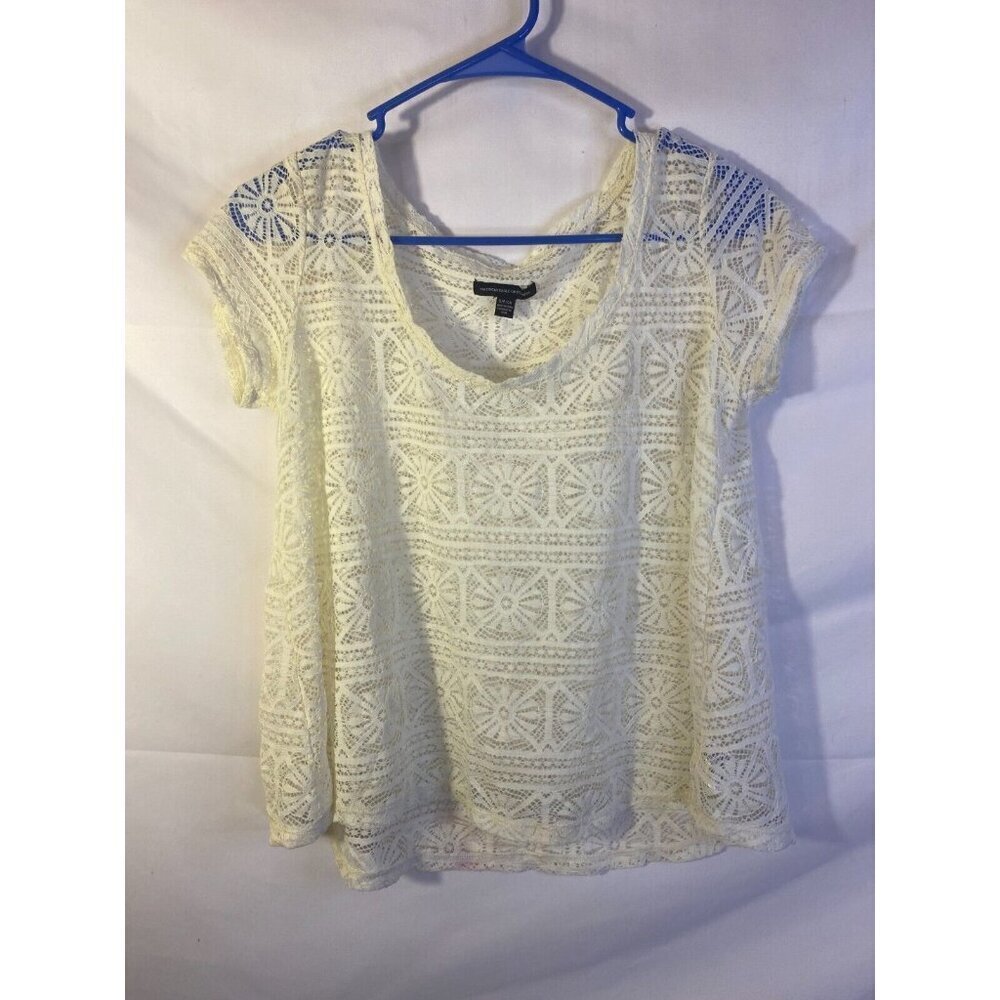 Y2K American Eagle Boho Fairy Vibes White Lace Crochet Top Women’s Boho Small